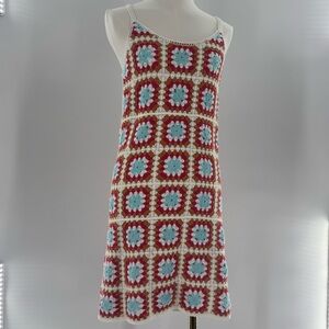 Willow & Wind Crochet Granny Square Boho Mini Dress | Festival